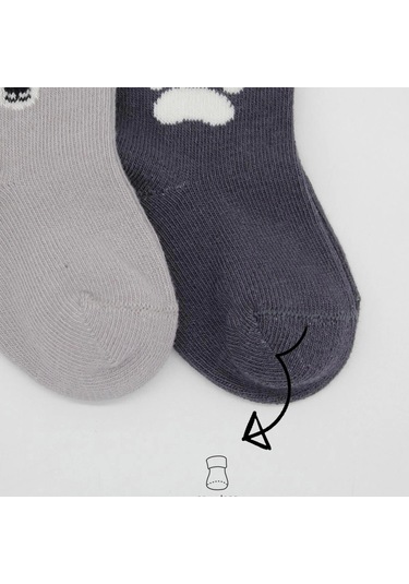 Bistyle Bear Penye Soket Çorap 2'li Bs10116 Gri Gri