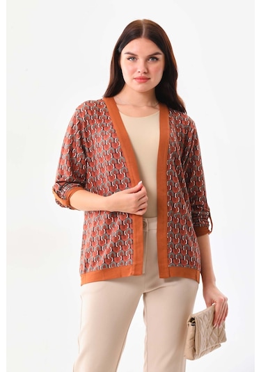Sistas Kadın Desenli Kol Detaylı Ceket 23959 Camel