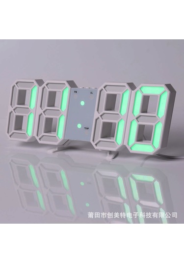 Zilinn 3d Basit Dijital Saat Masaüstü Dekorasyonu Oturma Odası Yatak Odası Çalışma Odası Duvar Saati Led Dijital Saat Yeşil -uzaktan Kontrol Sürümü-17 Çok Renki