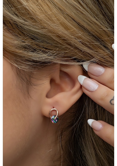 Nereze 925 Ayar Gümüş Minik Mistik Topaz Tektaş Küpe