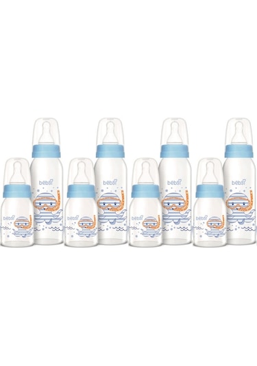 Bebsi Cam Biberon Seti Mavi 250ml+125ml 4 Lü Set