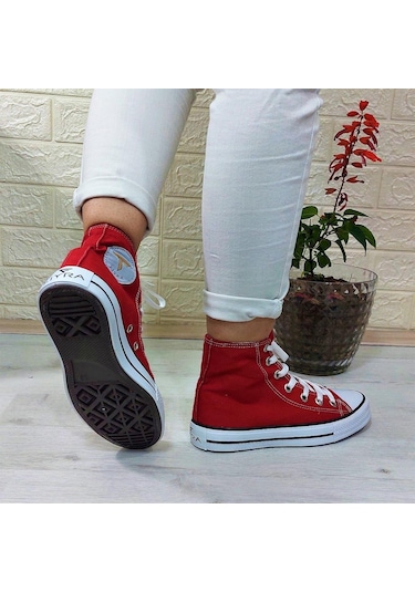 Fiyra 555 Kırmızı Uzun Unisex Sneaker Keten Spor Ayakkabı 001