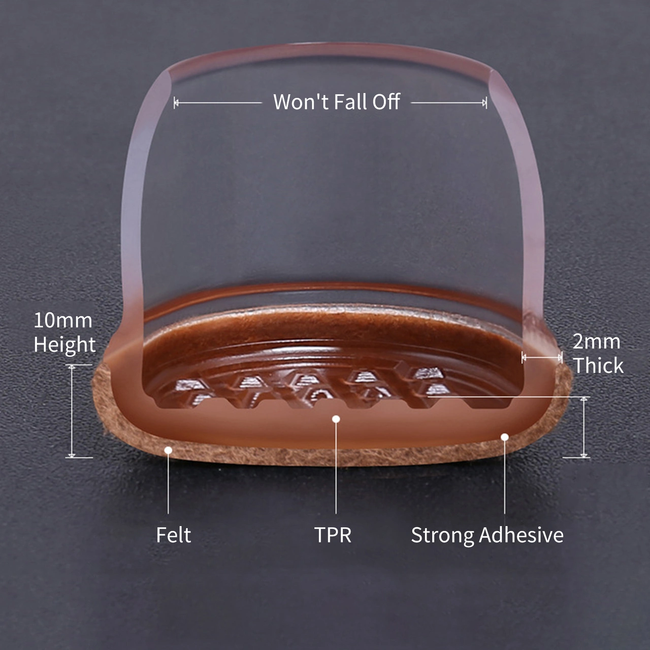 Yaleker Küçük Boy Kahverengi Dairesel Sandalye Ayak Koruması - Sessiz, Dayanıklı, Kalın Tpe Tabanlı Mutfak Ofis Mobilya Ayaklık 8 Adet