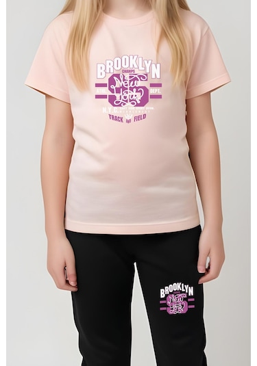 Fyk Kids Kız Çocuk Broklyn 95 Baskılı Alt-üst Takım Somon