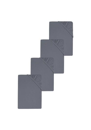 4 Adet Düz Pamuklu Tek Kişilik 80 X 200 X 30 Cm Lastikli Penye Çarşaf Antrasit