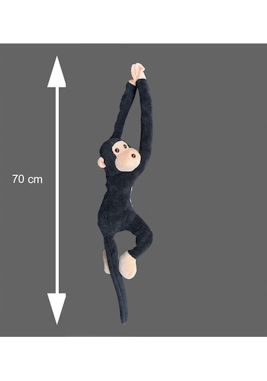Sevimli Peluş Maymun Oyuncak , Elleri Yapışabilen 70 Cm Siyah