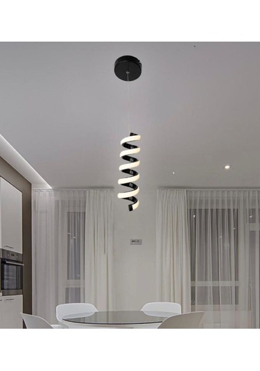Modern Led Sarkıt Avize Beyaz Işık Siyah Kasa Siyah