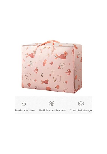 Unimarket Oxford Kumaş Saklama Çantası Kolay Erişim Yorgan Düzenleyici Giysiler Büyük Kapasiteli Baskı Büyük Yük Taşıyan Çift Saplı Toz Geçirmez Nem Geçirmez Battaniye Pembe M L5uwap