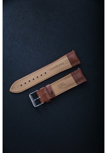 Hakiki Deri 22mm Akıllı Pimli Saat Kordonu Kahverengi