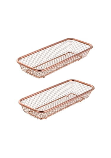 Git Satın Al Mutfak Çekmecesi Organizatör, Git Paslanmaz Çelik Depolama Konteyneri Gül Altın Metal Dolap Depolama Sepeti Altın