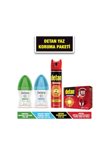 Defans Protect Losyon + Defans Yağsız Losyon  + Detan Sinekkıran + Detan Elektrolik Likit + Yedek Şişe