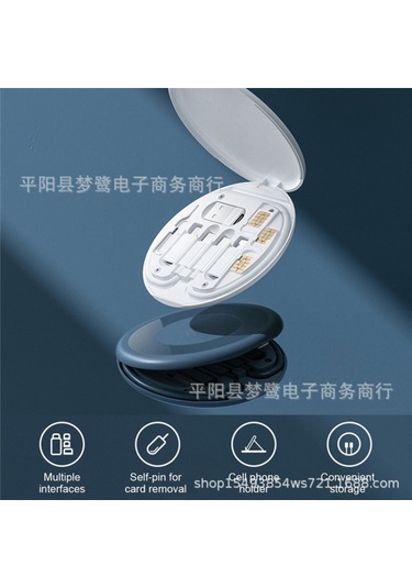 Reedark 60w Hızlı Şarj Çok Fonksiyonlu Şarj Kablosu Dönüştürücü Veri Kablosu Saklama Kutusu Mavi