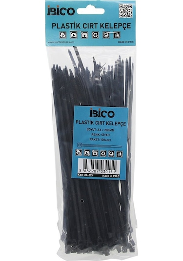 Siyah 3.6x200mm Plastik Cırt Kelepçe 100pcs 5570 Diğer