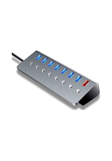 8 Portlu Usb 3.0 Hub - Veri Transferi Ve Şarj Fonksiyonu - Aluminium Gövde - Bağımsız Anahtarlar