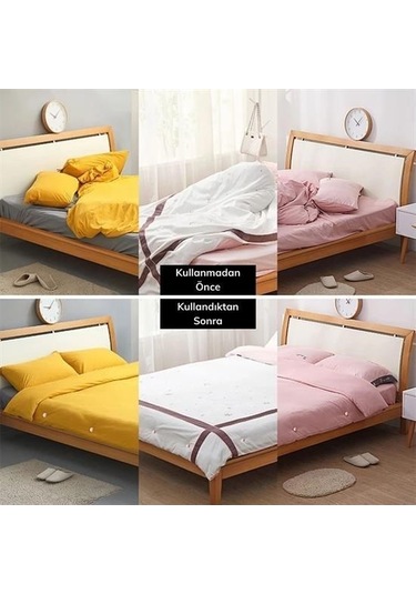 Ams Net 4 Adet Mantar Model Yorgan Kılıfı Ve Çarşaf Tutucu Sabitleyici Çok Renkli