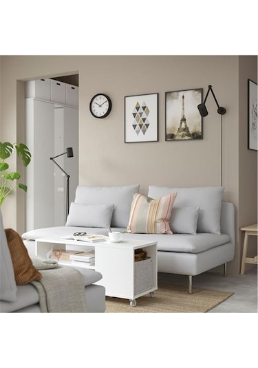 Vıhals Tekerlekli Beyaz Renk Orta Sehpa 91x37 Cm Depolama Alanlı