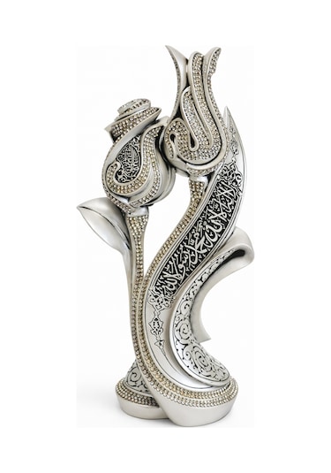 Lale Desenli Taşlı Dekoratif Biblo 30x15 Cm