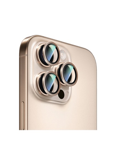 İphone 16 Pro Max Uyumlu Caseworld Alloy Two-color Serisi Lens Koruyucu Gold