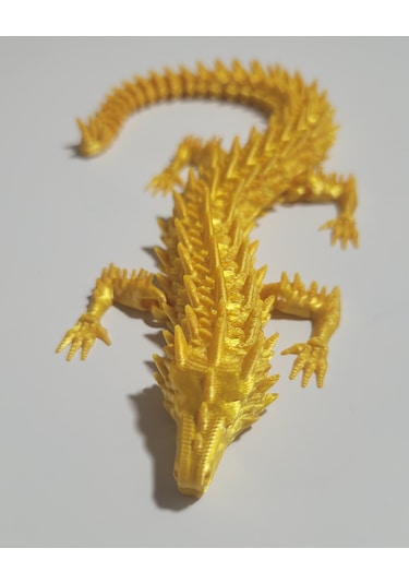 20 Cm 3d Baskı Altın Ejderha Figürü Eklemli Dragon Biblo Dekoratif Mitolojik Masaüstü Süs
