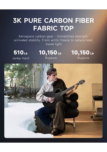 Donner Rısıng-g1 Carbon Fiber Akustik Gitar Seti Parlak Siyah