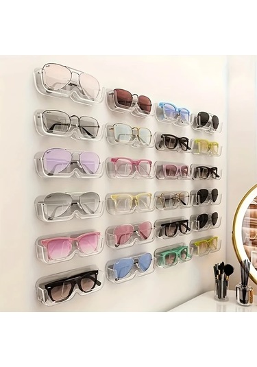 Dashanshop Duvar Tipi Akrilik Gözlük Saklama Kutusu 1 Adet Delme İşlemi Gerekmez Şeffaf Tasarım Şeffaf