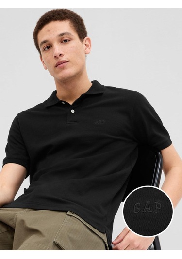 Gap 586306003 F-logo Pk Erkek Polo Tişört Siyah