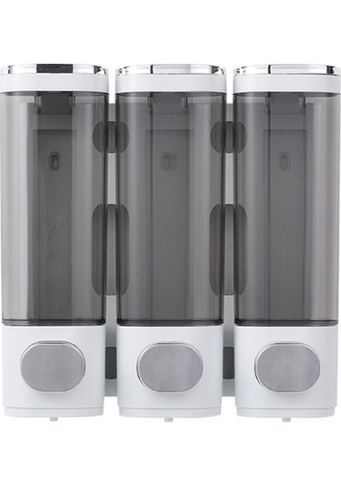 Xurunkeji Duvara Monte Sabunluk Banyo 3 Bölmeli, Duş Duvarı İçin Montaj Vidalarıyla Berrak Sıvı Duş Sabunu Dağıtıcısı Beyaz