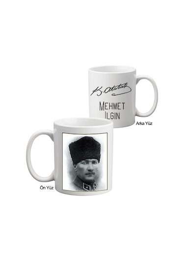 Imzalı Atatürk Fotoğraflı Isme Özel Kupa Bardak