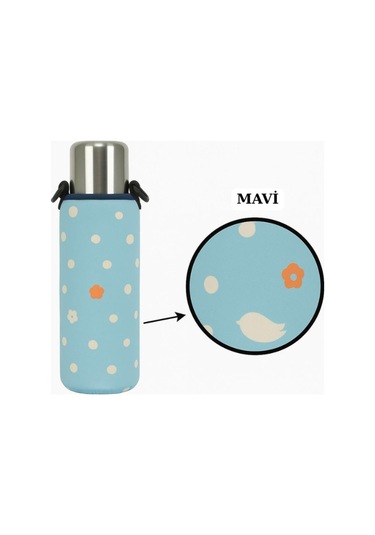 Klasik Kulpsuz 1.0 Lt. İle Uyumlu Omuz Askılı Termos Kılıfı Mavi