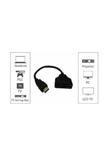 Hdmı Splitter Adaptör Kablosu, Erkek-hdmi Dişi X 2 Adaptör 30 Cm Kablo Çoklayıcı Splitter, Aynı Anda İki Aynı Tv& 39 Yi Destekler 1080p