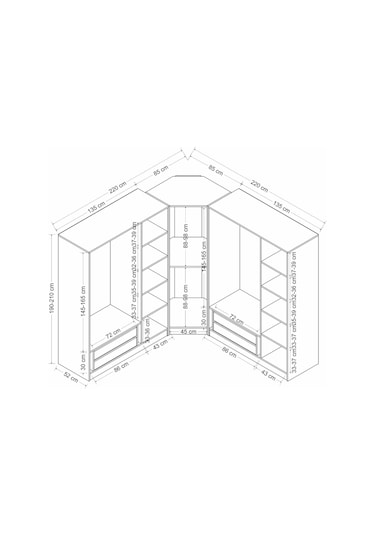 Kale 7 Kapaklı 4 Çekmeceli Köşe Dolap Kumtaşı Mebran İlkbahar 190cm Bej