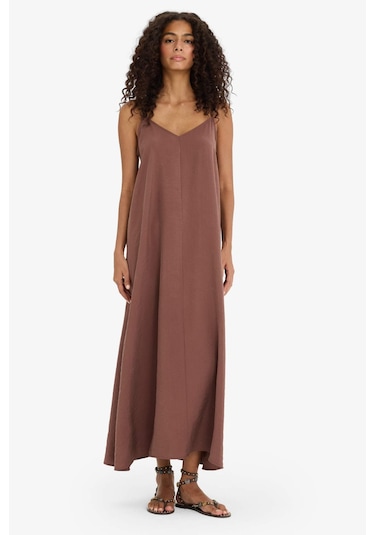 Defacto V Yaka Modal Askılı Maxi Elbise F6466ax25smbn166 Kahve Defacto V Yaka Modal Askılı Maxi Elbise F6466ax25smbn166 Kahve