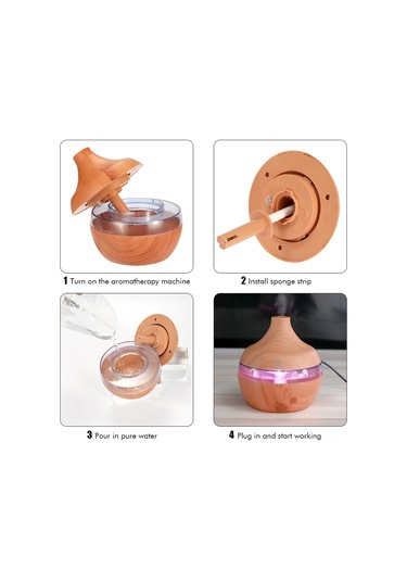 Geeksen Ahşap Desenli Usb Led Gece Lambalı 300ml Ultrasonik Buzul Makinası - Sessiz Havuz Nemlendirici Ve Aromaterapi Cihazı