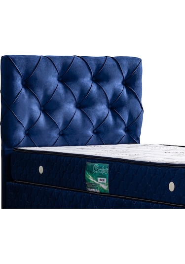 Setaymobilya Baza, Vita Lacivert Tek Kişilik Baza + Başlık + Comfort Yatak