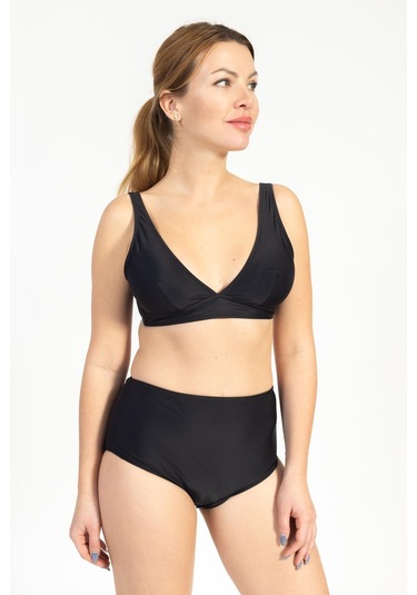 Pemilo Kadın 749 Minimiser Yüksek Bel Bikini Takımı Siyah-siyah 37145 - 1 Siyah