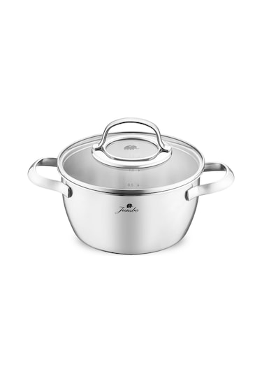 Jumbo Colosseum 3ply 7 Parça İndüksiyon Tabanlı Çelik Tencere Seti Gümüş