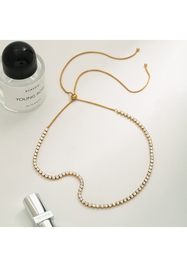 Kadınlar İçin Paslanmaz Çelik Zirkonyum Tam Elmas Kolye Titanyum Çelik Solmayan Köprücük Kemiği Kolye Niş Kısa Takı Diğer