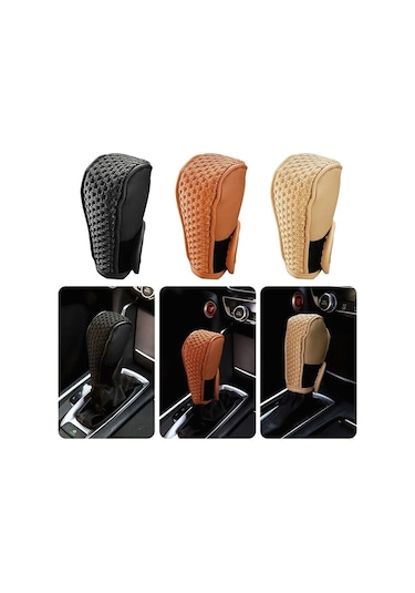 Sones Universal Araç Pu + Buz İpek Vites Topuzu Koruyucu Kapak Siyah