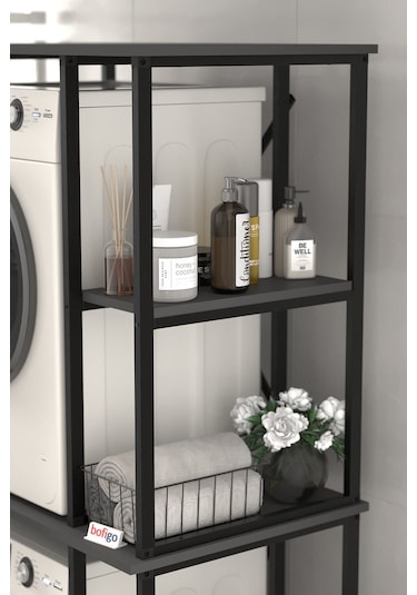 Bofigo Çamaşır Makinesi Dolabı Kurutma Makinesi Dolabı Metal Banyo Dolabı Mısra Antrasit