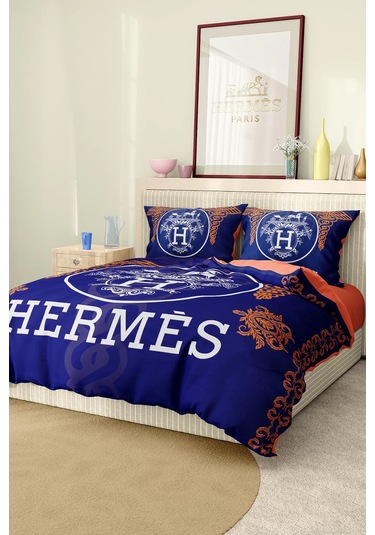 Marka Nevresim Takımı Çift Kişilik Pamuklu Saten Kumaş 6 Parça 3d Dijital Baskı Duvet Cover Set Model No:62 Renkli