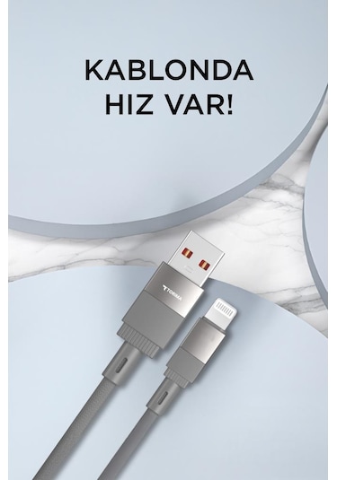 Torima U18 USB /Lightning Şarj Ve Data Kablosu Gri