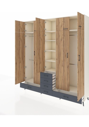 Hyperion Dolap 6 Raflı 6 Çekmeceli 4 Askılı 220x44x243 Aytaşı-çam/antrasit Atlas Çam/antrasıt Hyperion Dolap 6 Raflı 6 Çekmeceli 4 Askılı 220x44x243 Aytaşı-çam/antrasit Atlas Çam/antrasıt