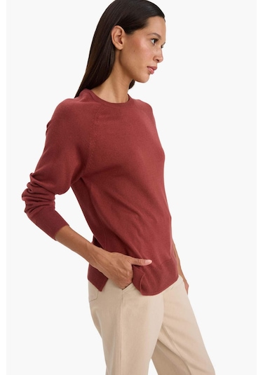 Defacto Relax Fit Bisiklet Yaka Kazak I6913az25wnbn320 Kahve