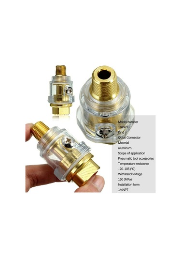 Mufunye 3 Parça Mini Yağlayıcı, Pnömatik Aksesuarlar, Pnömatik Yağlayıcı, Hat Yağlayıcı, Pnömatik Makine Yağlayıcı, 1/4 İnç Pnömatik Alet İçin Hat İçi Yağlayıcı İçin Mini