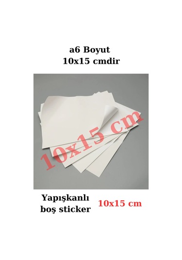 Sticker - 50 Adet Yapışkanlı Etiket - 10x15 Cm - A6 Boyut Boş