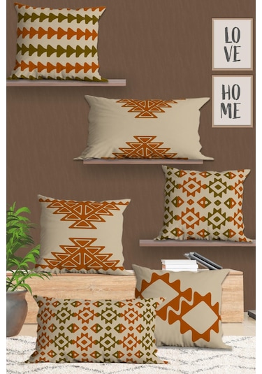 Belle Benoit Baskılı Dikdörtgen 6'lı Koltuk Kırlent Kılıfı Dese31