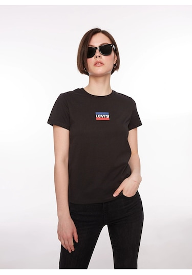 Levi's Levis Bisiklet Yaka Baskılı Siyah Kadın T-shirt A2086-0258