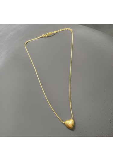 Her An Yanında: Kalp Model Gold Renk 316l Antialerjik Şık Çelik Kadın Kolye Gold