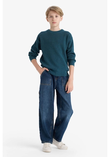 Defacto Erkek Çocuk Bisiklet Yaka Triko Kazak F0959a825wnın250 Indigo