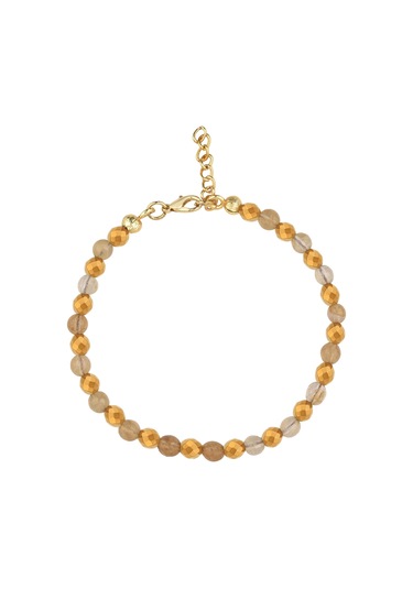 Boncuk Detaylı Doğal Taş Halhal Gold